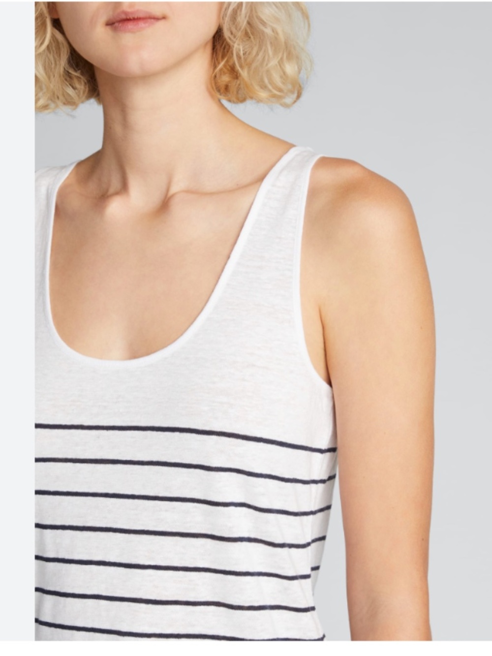Vince Breton Navy and White Striped Linen Blend Tank - Women XL